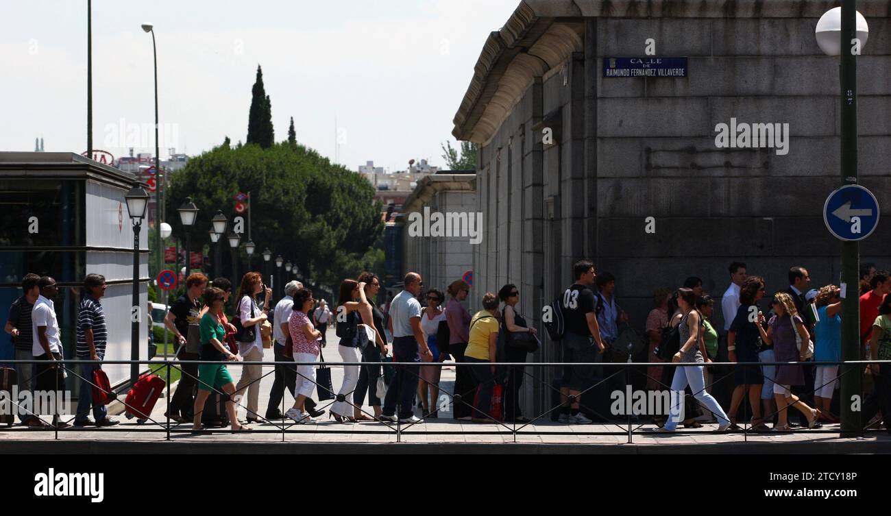 Madrid, 29.06.2010. Chaos in Madrid aufgrund des Streiks ohne Mindest-Metro-Dienste. Foto: Oscar del Pozo ARCHDC. Quelle: Album / Archivo ABC / Oscar del Pozo Stockfoto