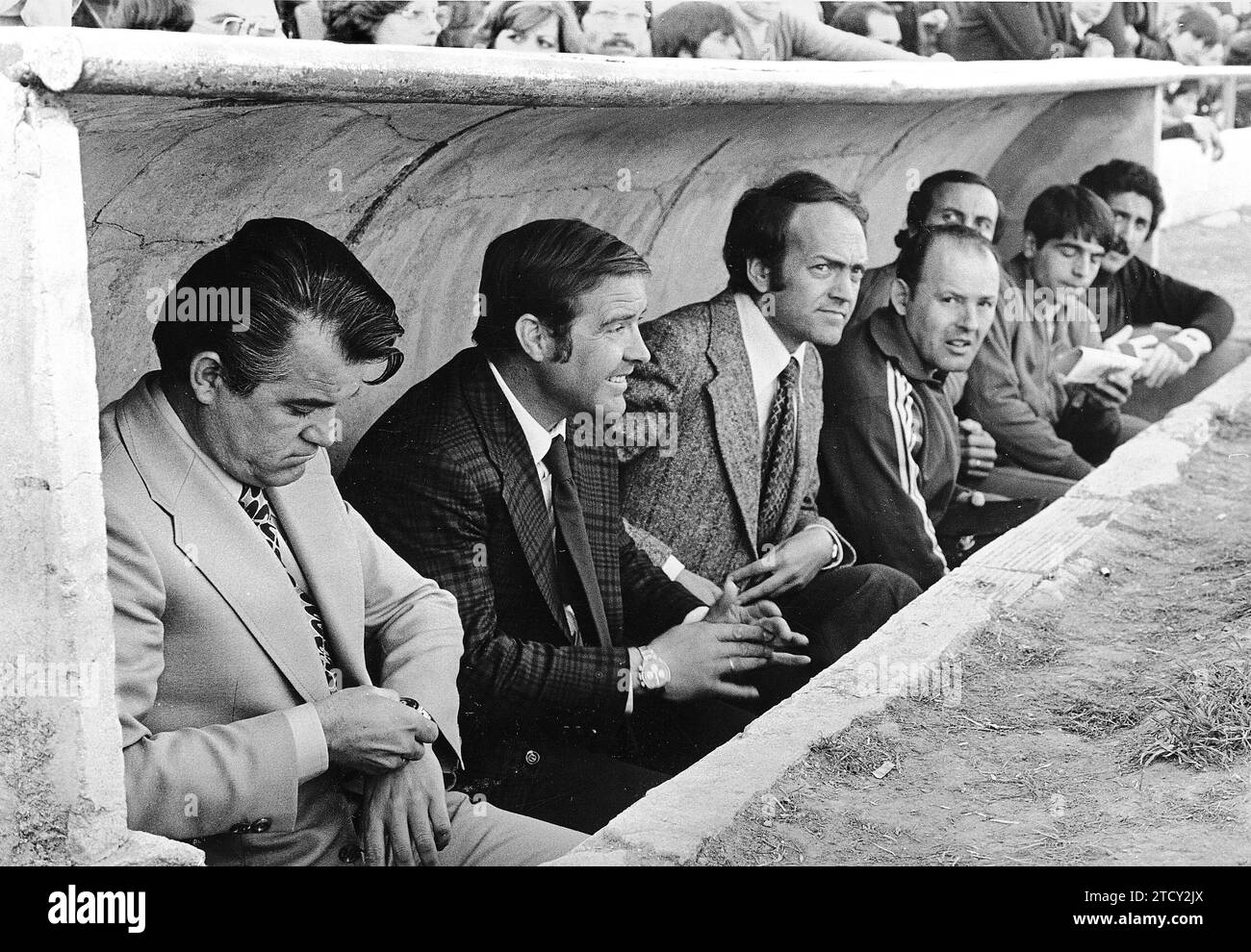 03/31/1975. Protagonisten - Trainer - Miljanic während des Ligaspiels, das Madrid mit 1 Tor zu 0 verlor. Quelle: Album/Archivo ABC Stockfoto