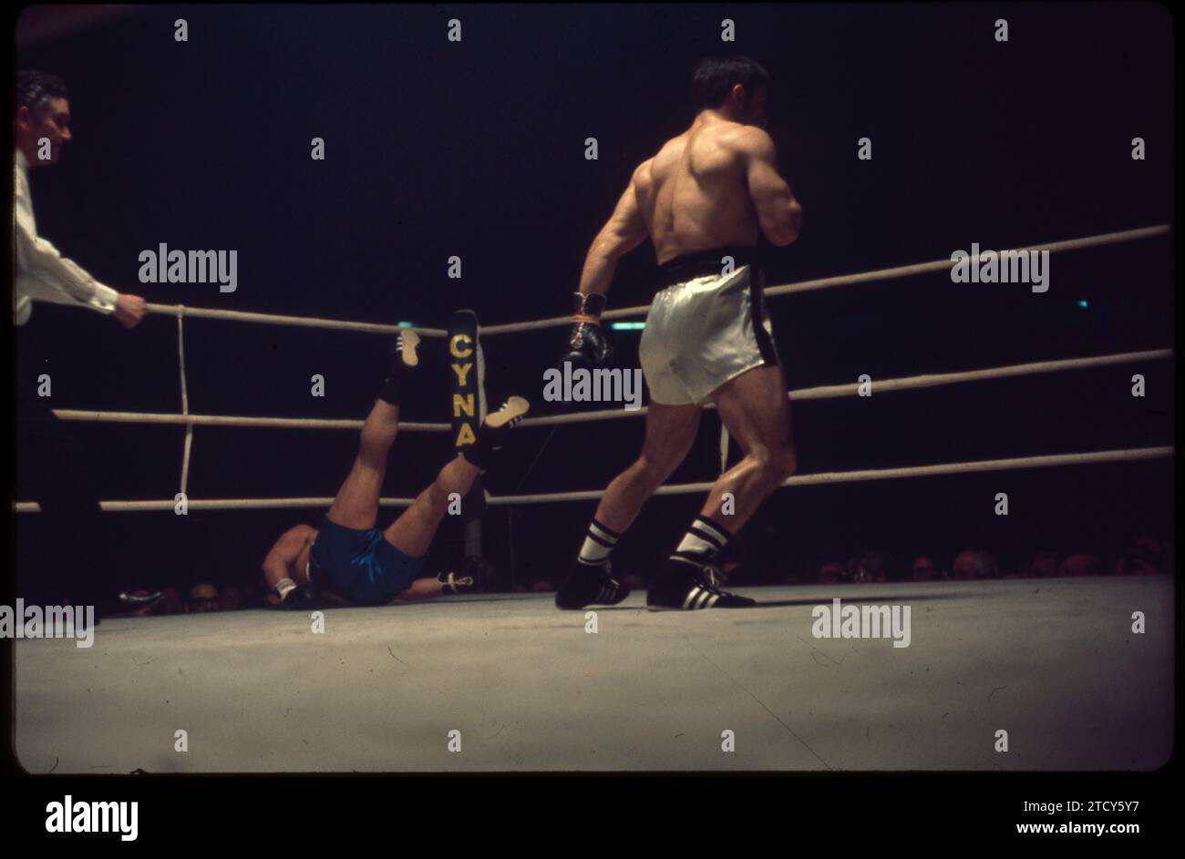 Madrid. 04/03/1970. José Manuel Ibar „Urtain“, Europameister im Schwergewicht, besiegte Peter Weiland im Palacio de los Deportes in Madrid. Quelle: Album/Archivo ABC Stockfoto