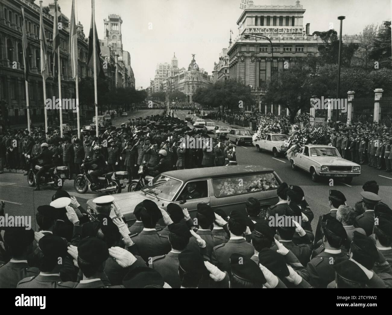Madrid, 11.05.1982. Beerdigung für den Generalchef der Brunete Panzerdivision, Mr. Víctor Lago. Quelle: Album / Archivo ABC / Jaime Pato Stockfoto