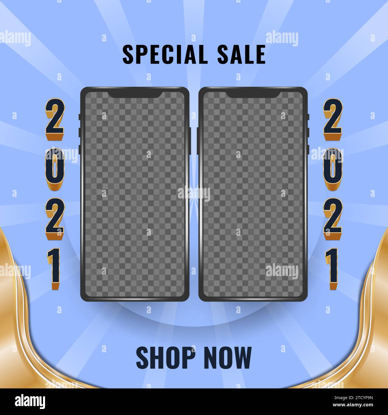 Werbebanner oder Poster für Neujahr 2021 mit Smartphone-Vorlage Stock Vektor