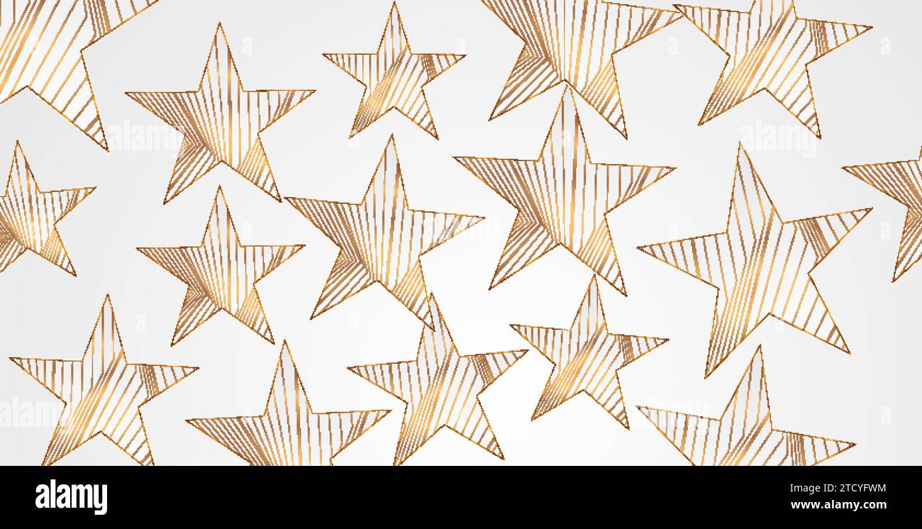 Sterne mit geschwungenem, goldfarbenem Design. Vektor-Luxus-Hintergrund Stock Vektor