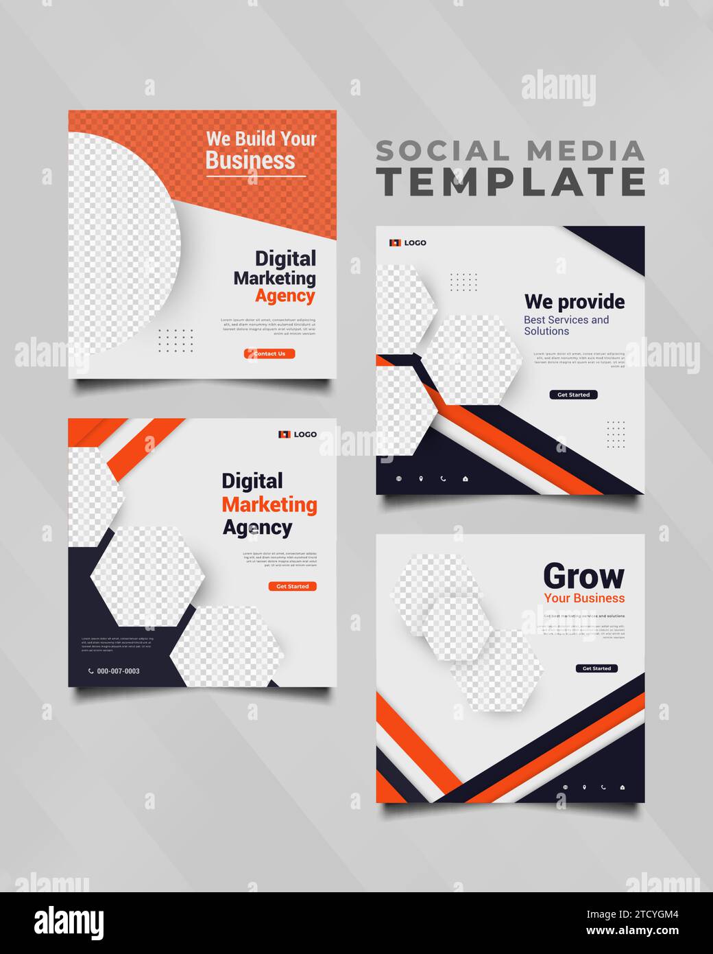 Digitale Marketingagentur Social Media Postvorlage in modernem und futuristischem Konzept. Sammlung von Social-Media-Vorlagen für Unternehmen Stock Vektor