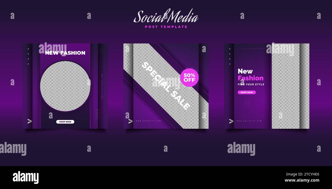 Social Media Post Template in modernem und lebendigem Stil für Modeschöpfer Stock Vektor