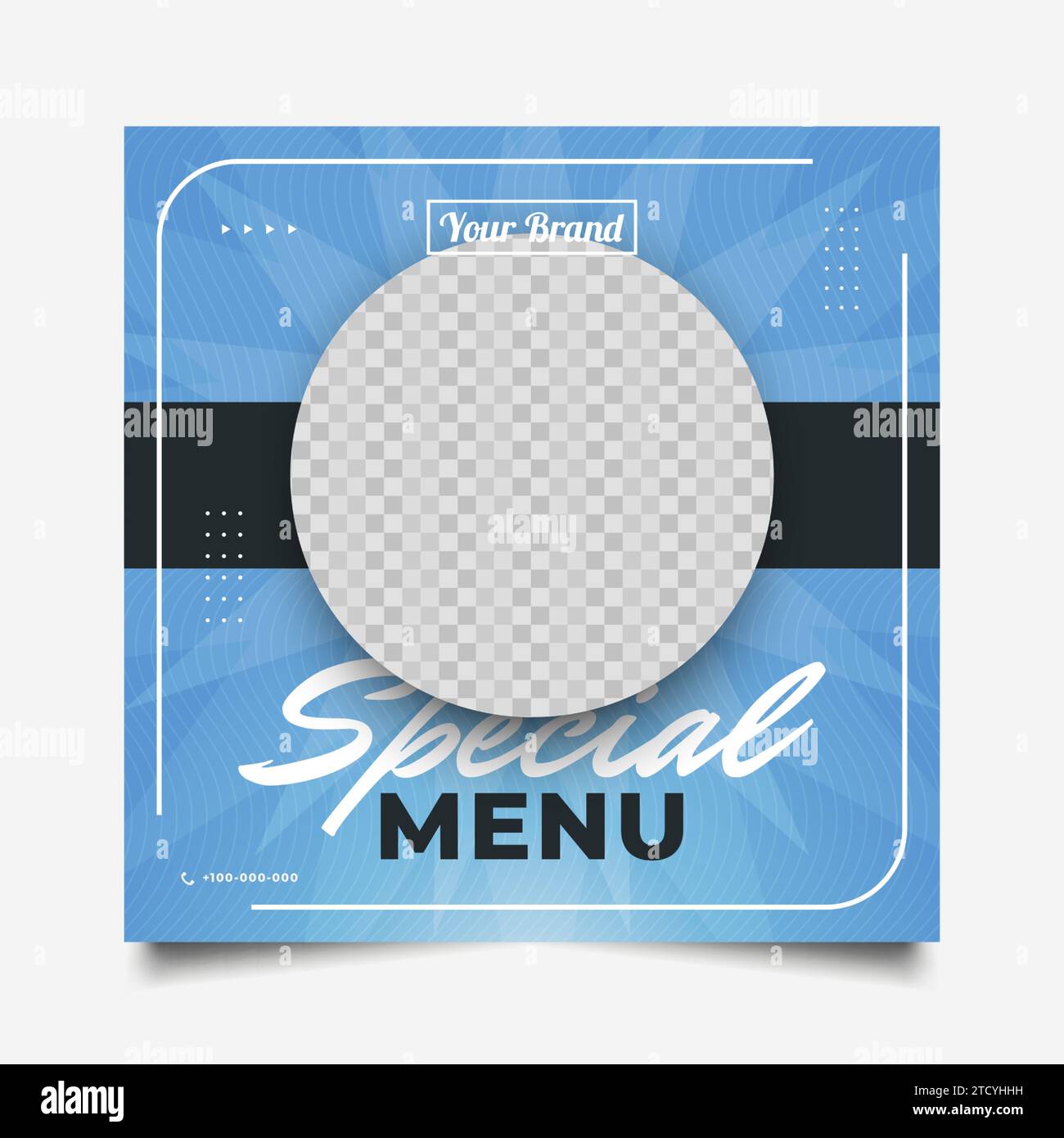 Post- oder Bannervorlage in sozialen Medien für Werbeaktionen zu Speisen oder Getränken Stock Vektor