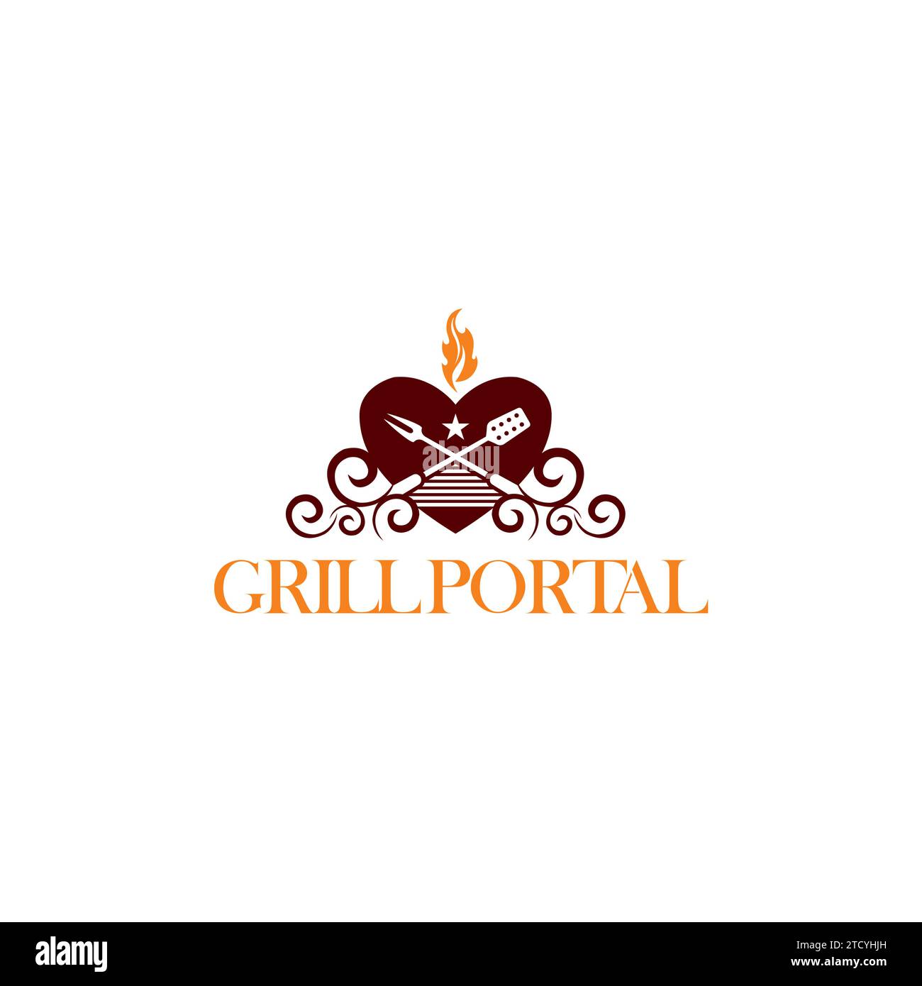 Grill Portal-Logo. Restaurant-Logo-Design Stock Vektor