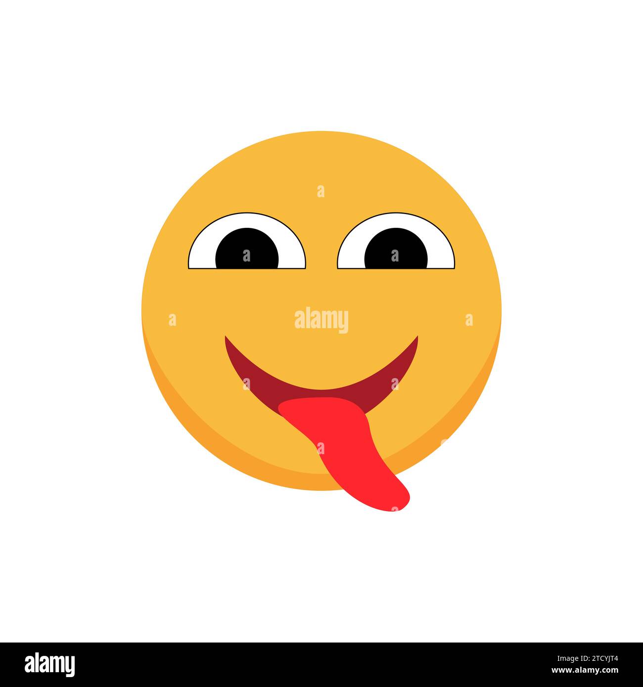 Smiley streckt die Zunge aus und lacht. Comic-Emoji. Illustration des flachen Vektors. Stock Vektor
