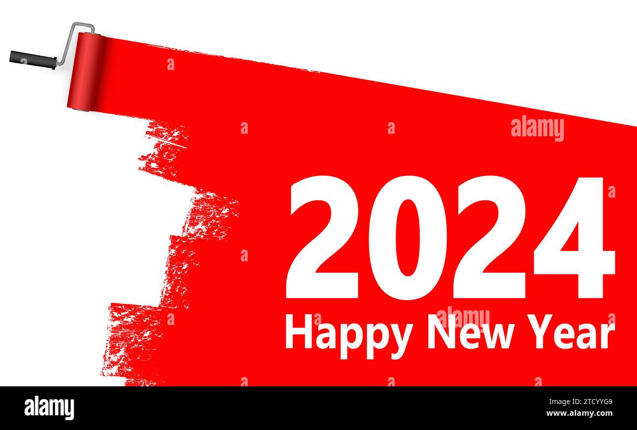 Lackierwalzenkonzept Neujahr 2024 Stock Vektor