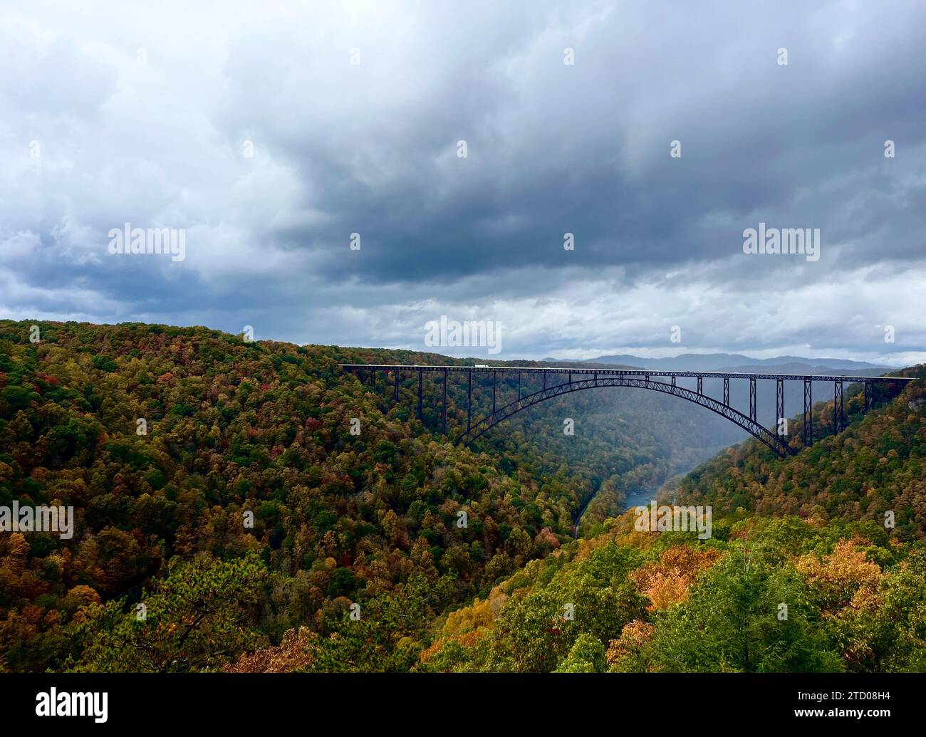 Blick auf die New River Gorge Bridge Stockfoto