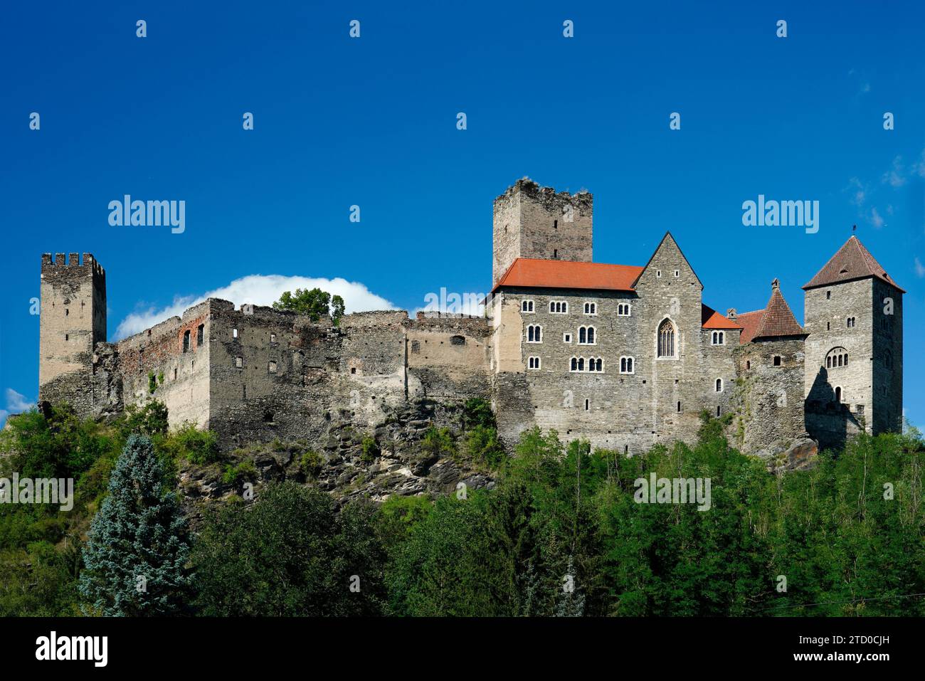 Kleinste Stadt Österreichs, Schloss Hardegg, Hardeg im Thayatal, Niederösterreich, Österreich Stockfoto