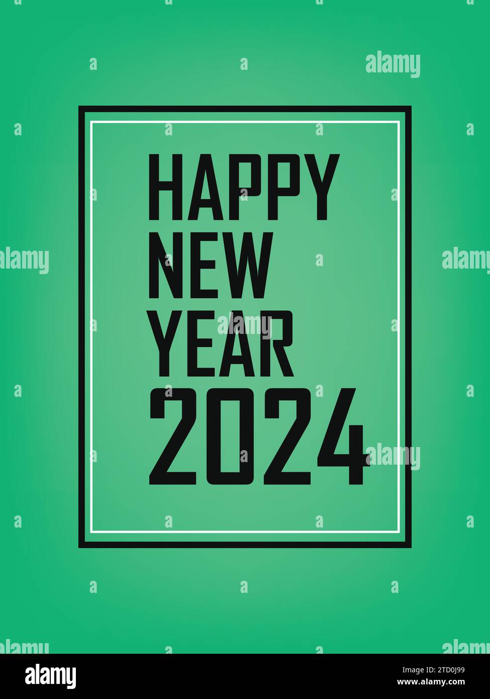 Vektor Happy New Year 2024 Kartenfeiertag mit grünem Hintergrund Stock Vektor