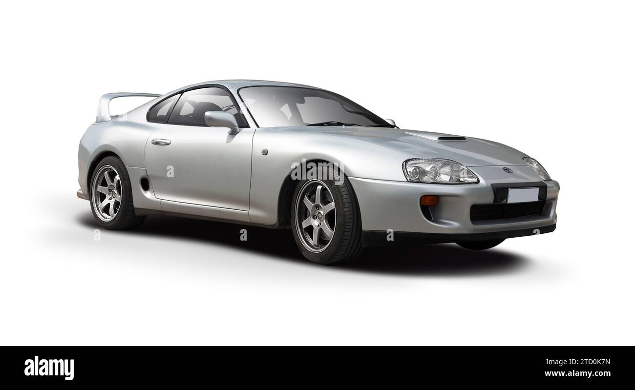 Toyota Supra Sportwagen isoliert auf weißem Hintergrund Stockfoto