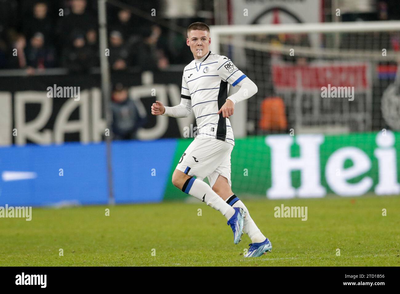 Emil Holm aus Atalanta wurde während des Fußballspiels der UEFA Europa League 2023/2024 zwischen Rakow Czestochowa und Atalanta im ArcelorMittal Park gesehen. Endpunktzahl: Rakow Czestochowa 0:4 Atalanta. Stockfoto