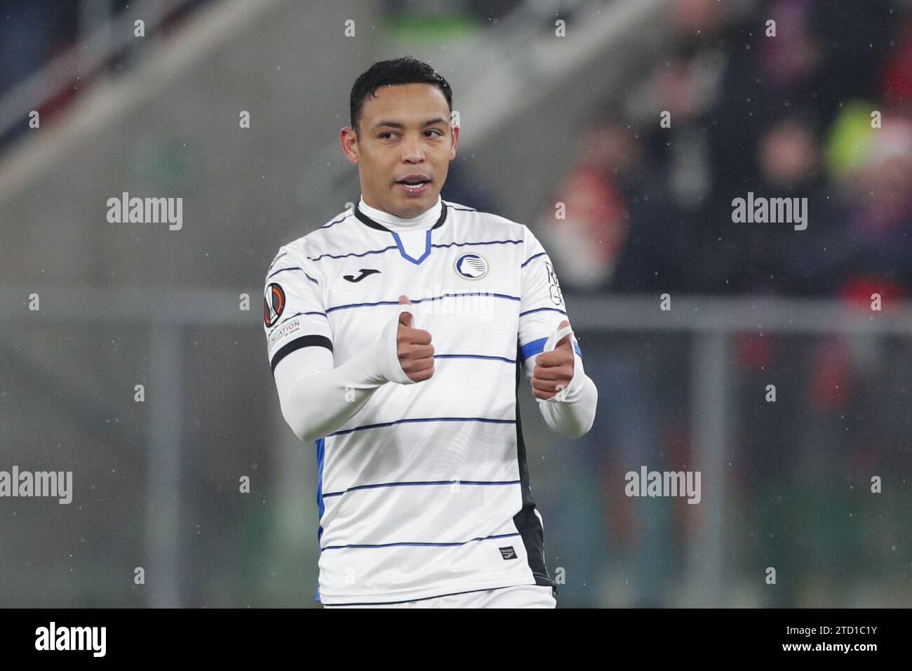 Luis Muriel von Atalanta wurde während des Fußballspiels der UEFA Europa League 2023/2024 zwischen Rakow Tschenstochau und Atalanta im ArcelorMittal Park gesehen. Endpunktzahl: Rakow Czestochowa 0:4 Atalanta. (Foto: Grzegorz Wajda / SOPA Images/SIPA USA) Stockfoto