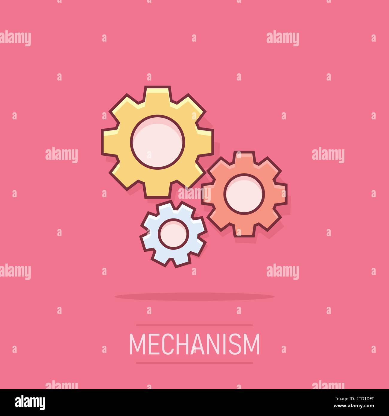 Vektor cartoon Zahnradsymbol im Comic-stil. Zahnrad Konzept Abbildung Piktogramm. Zahnrad Zahnrad business splash Wirkung Konzept. Stock Vektor