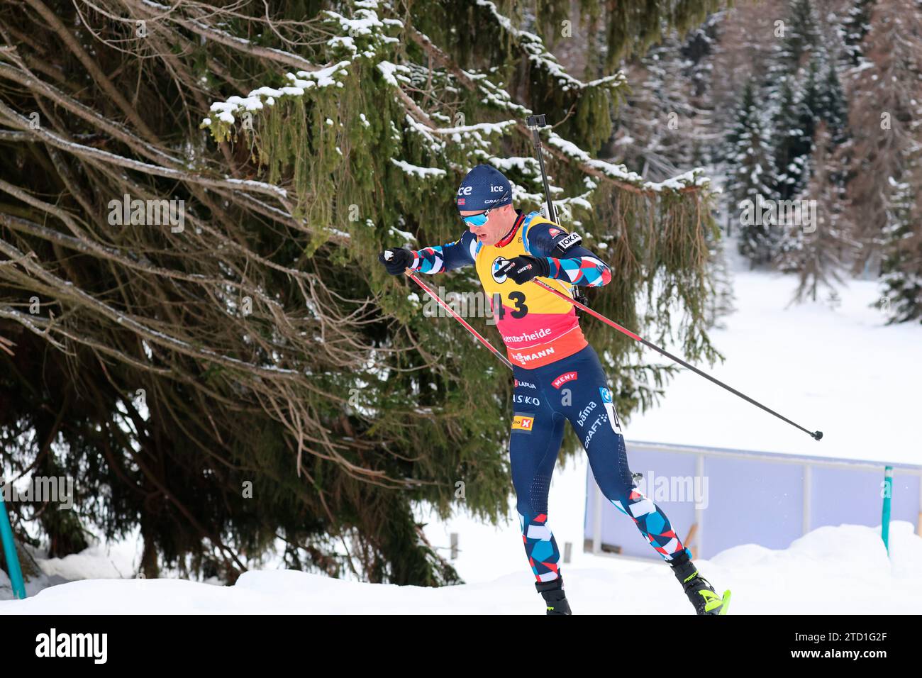 Tarjei Boe (Norwegen) beim IBU Biathlon Weltcup Sprint Herren Lenzerheide 2023 Stockfoto