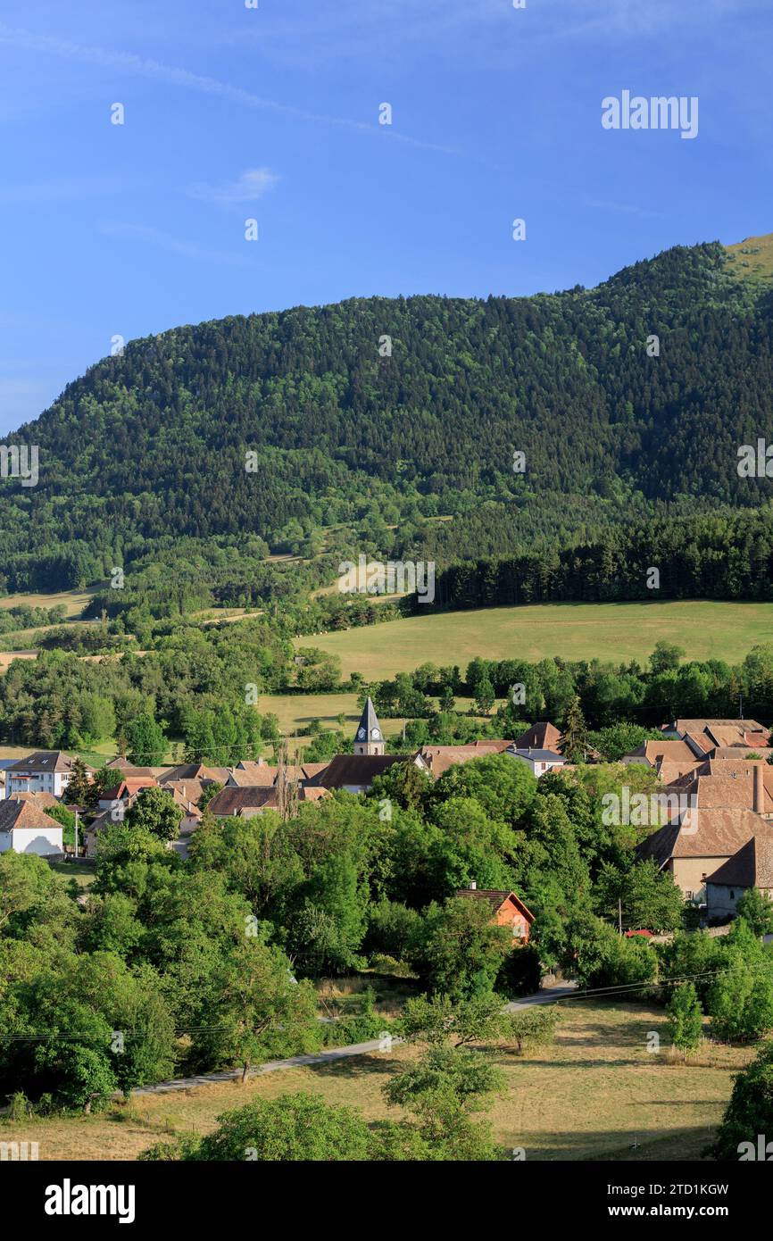 Das Dorf Lalley, Region Le Trieves, Isere, Grenoble, Auvergne-Rhone-Alpes, Frankreich, Stockfoto