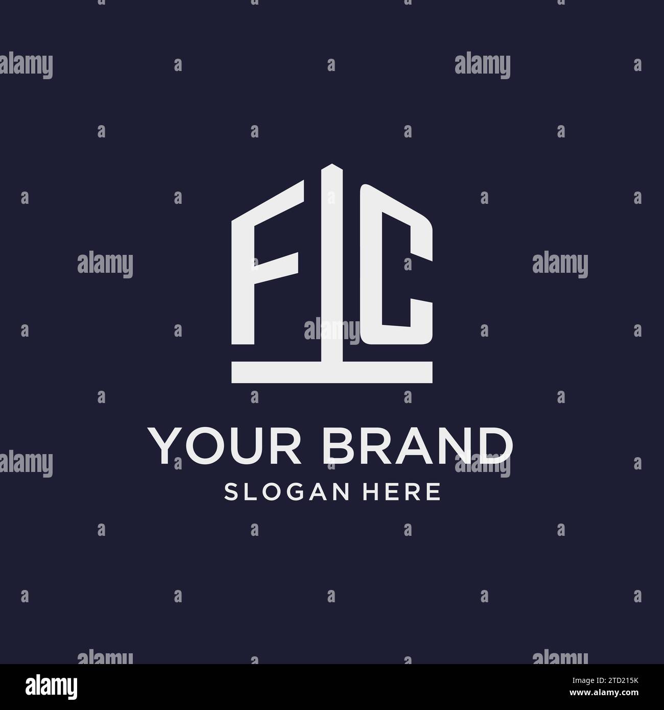 FC Initial Monogramm Logo Design mit Design-Ideen in pentagon Form Stock Vektor