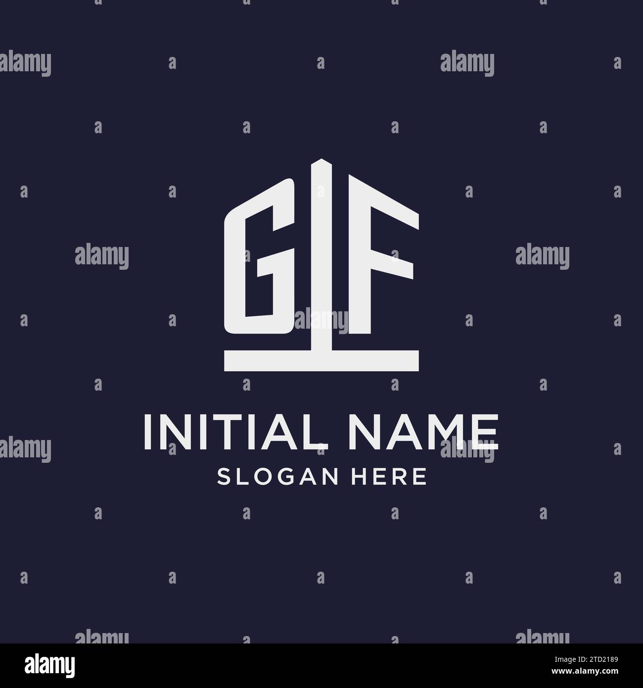 GF Initial Monogramm-Logo-Design mit Design-Ideen in pentagon-Form Stock Vektor