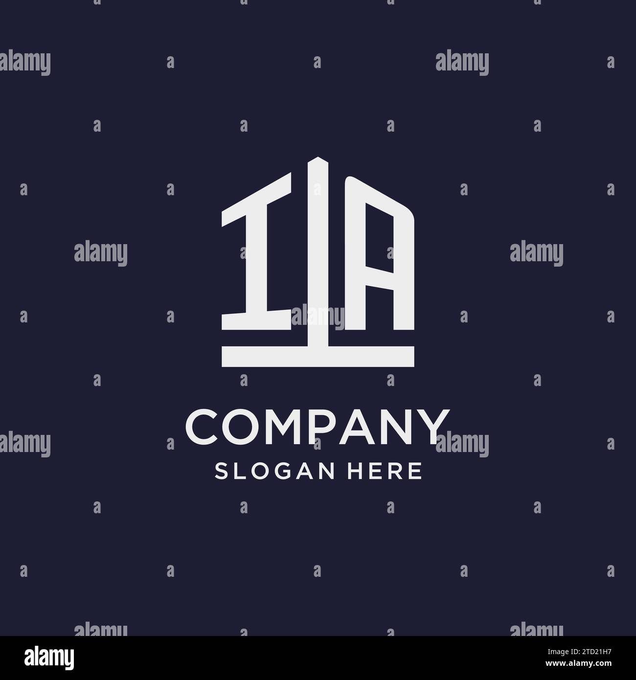 IA Initial Monogramm-Logo-Design mit Design-Ideen in pentagon-Form Stock Vektor