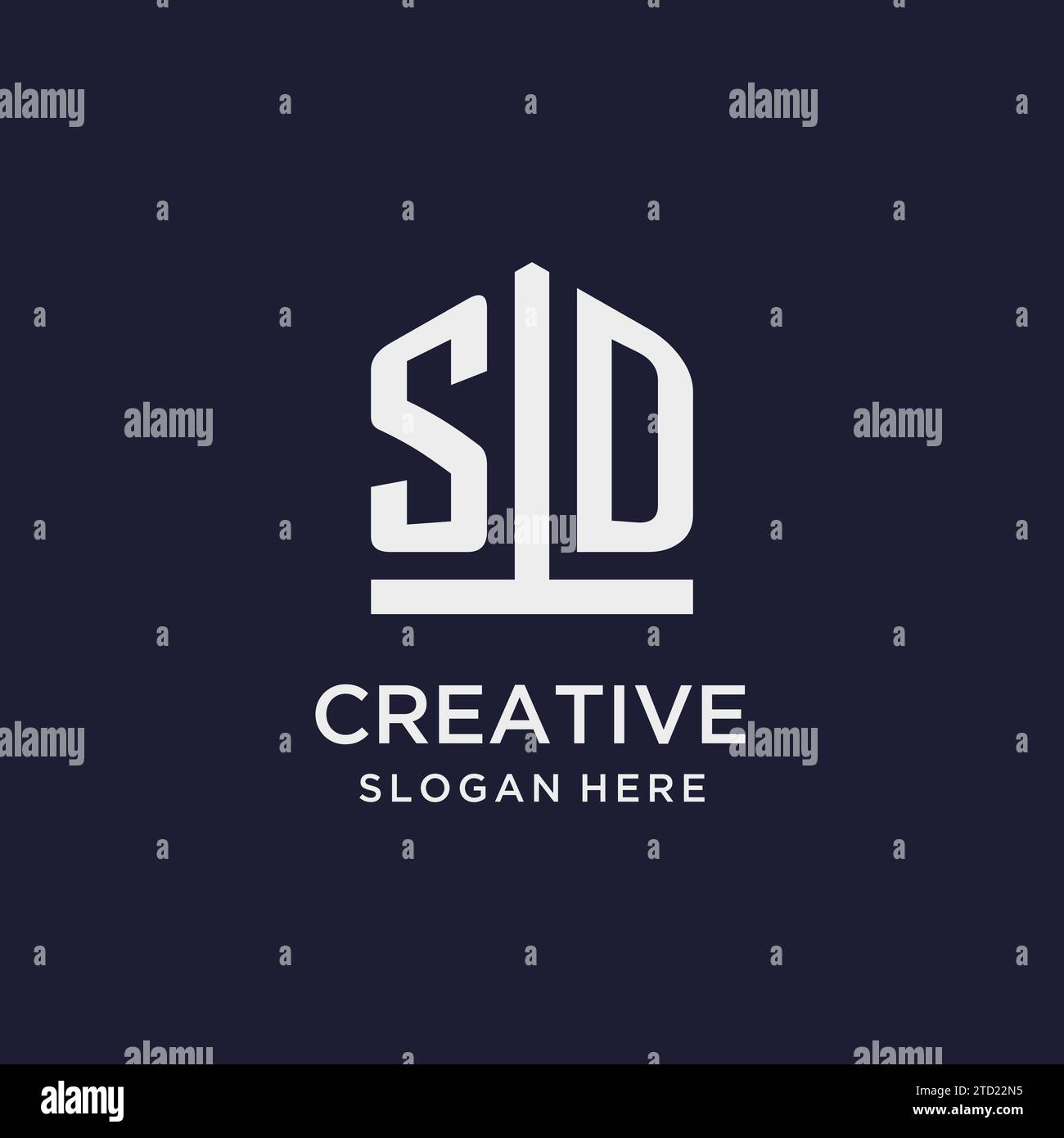 SD-Initial-Monogramm-Logo mit Design-Ideen in pentagon-Form Stock Vektor