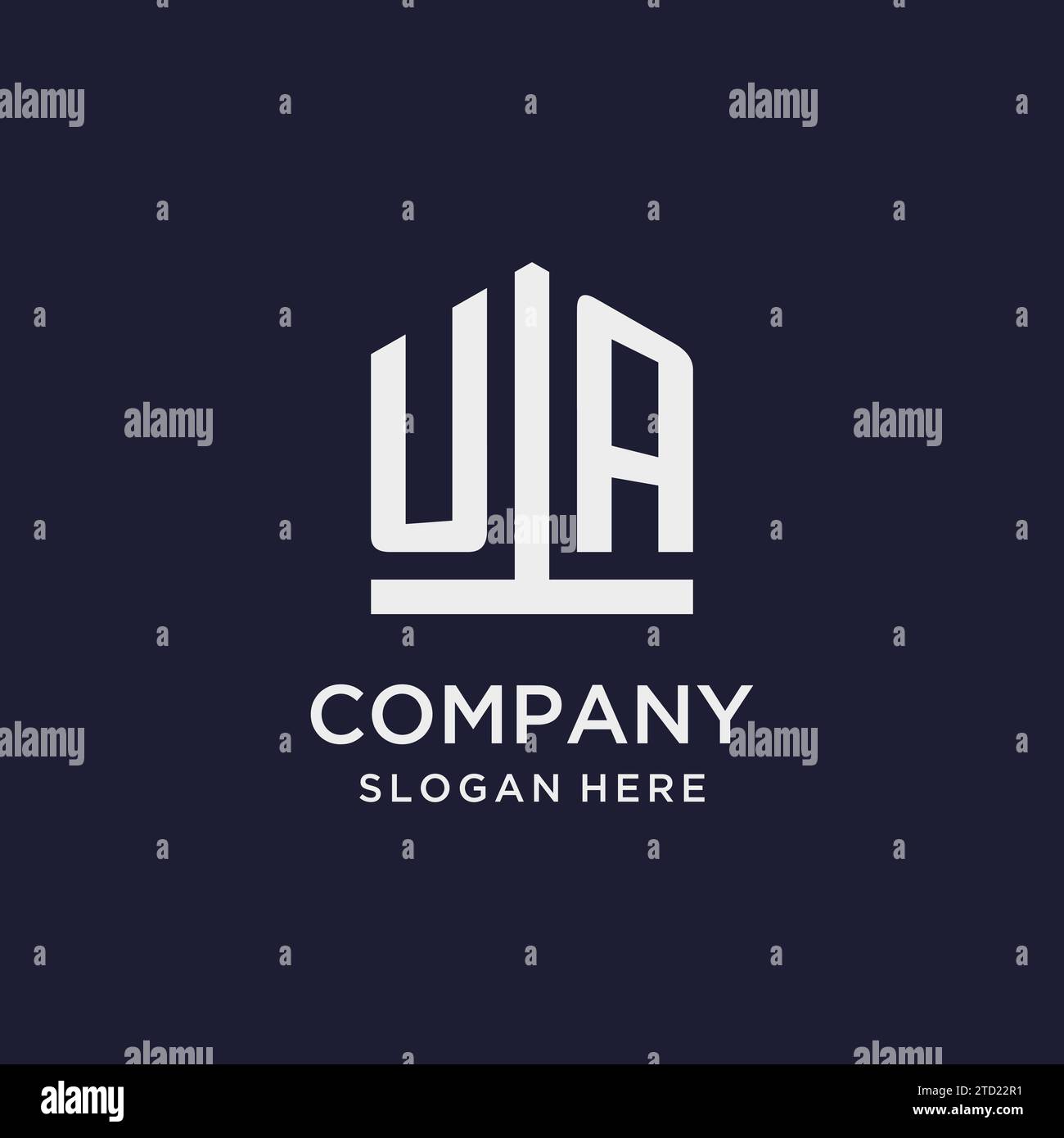 UA Initial Monogramm-Logo-Design mit Design-Ideen in pentagon-Form Stock Vektor