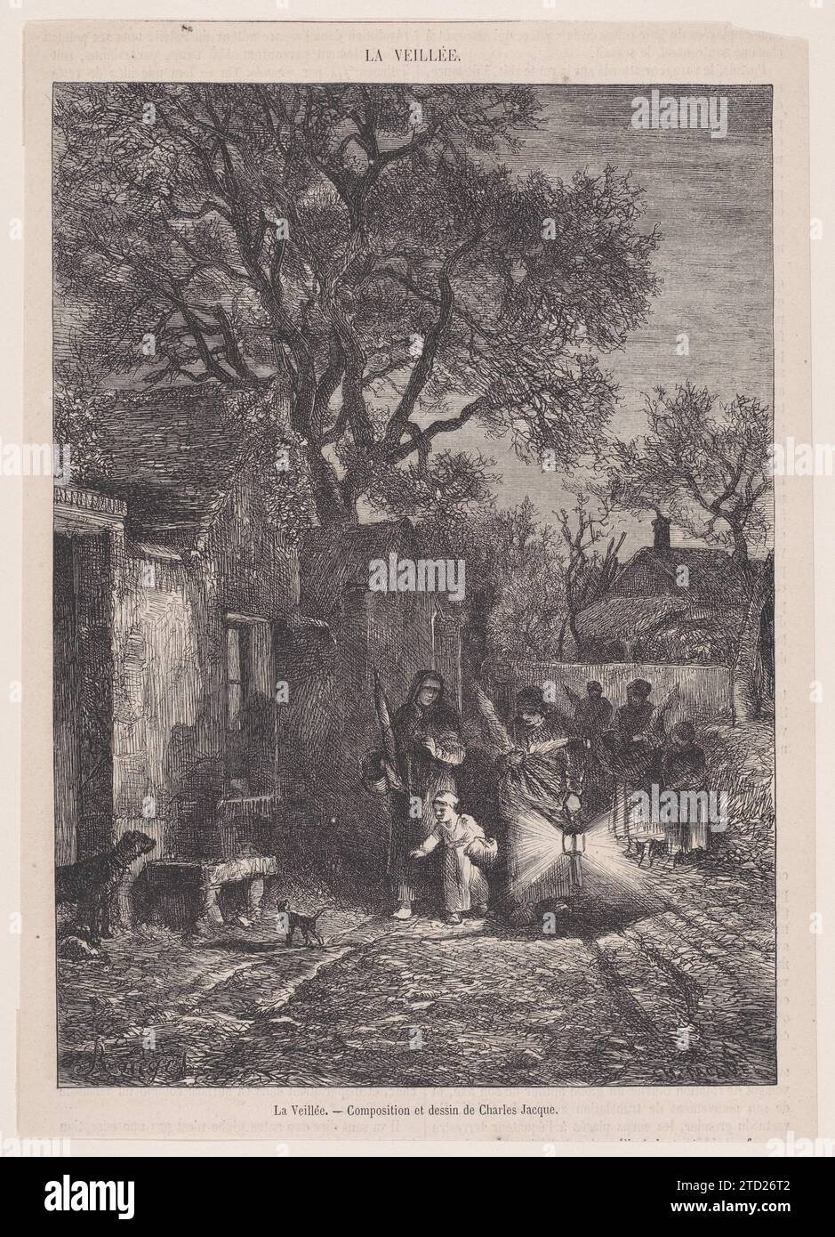 La Veillee; aus Magasin Pittoresque 1932 von Charles Jacque Stockfoto