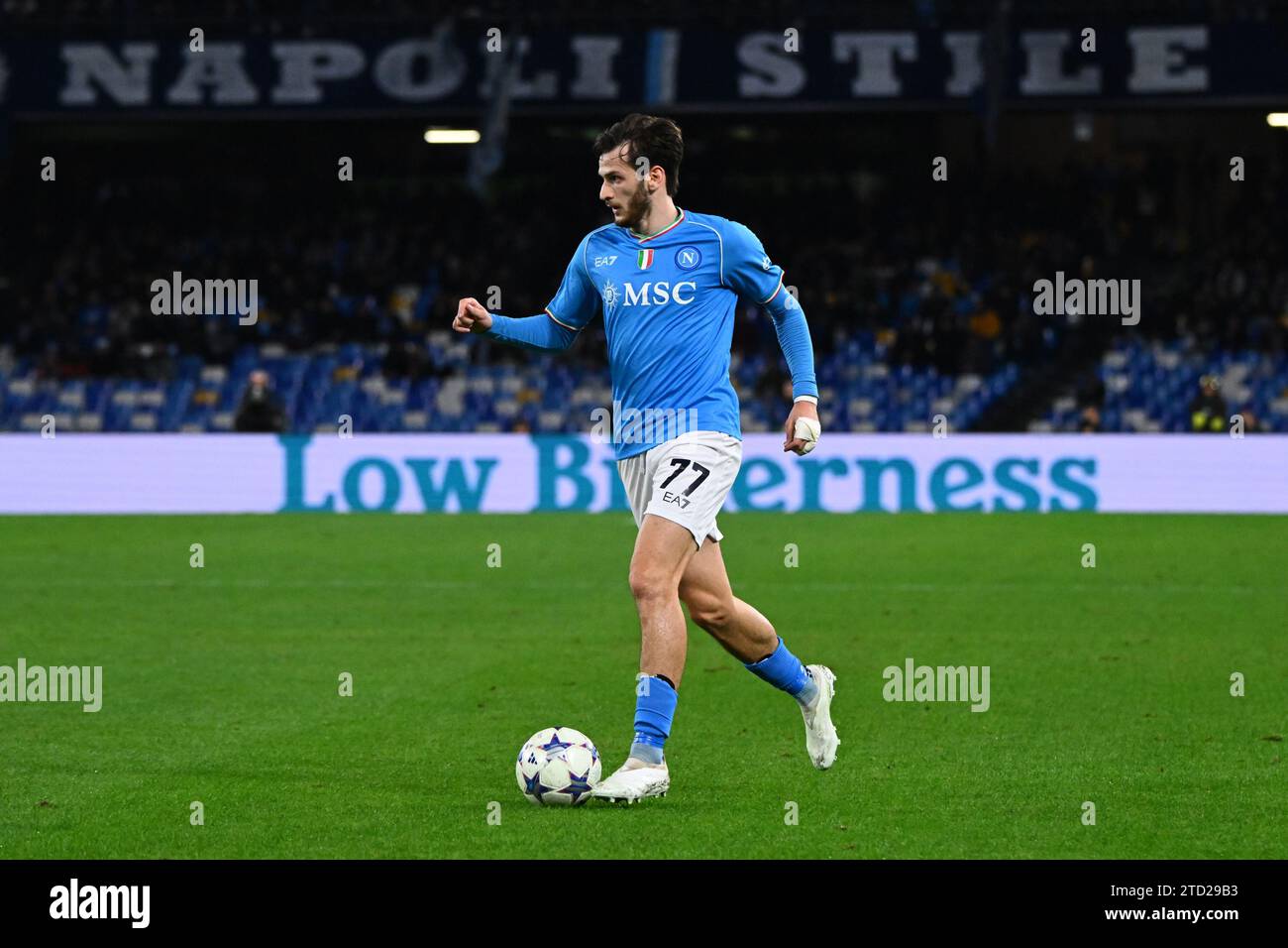 Khvicha Kvaratskhelia vom SSC Napoli im Spiel der UEFA Champions League zwischen SSC Napoli und SC Braga im Diego Armando Maradona Stadium Stockfoto