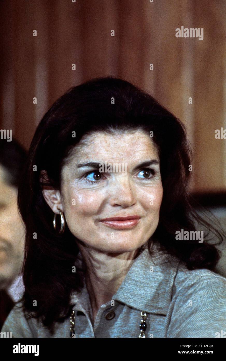 Ehemalige US-First Lady Jacqueline Kennedy Onassis, Porträt Kopf und Schultern, Bernard Gotfryd Photograph Collection, 1978 Stockfoto