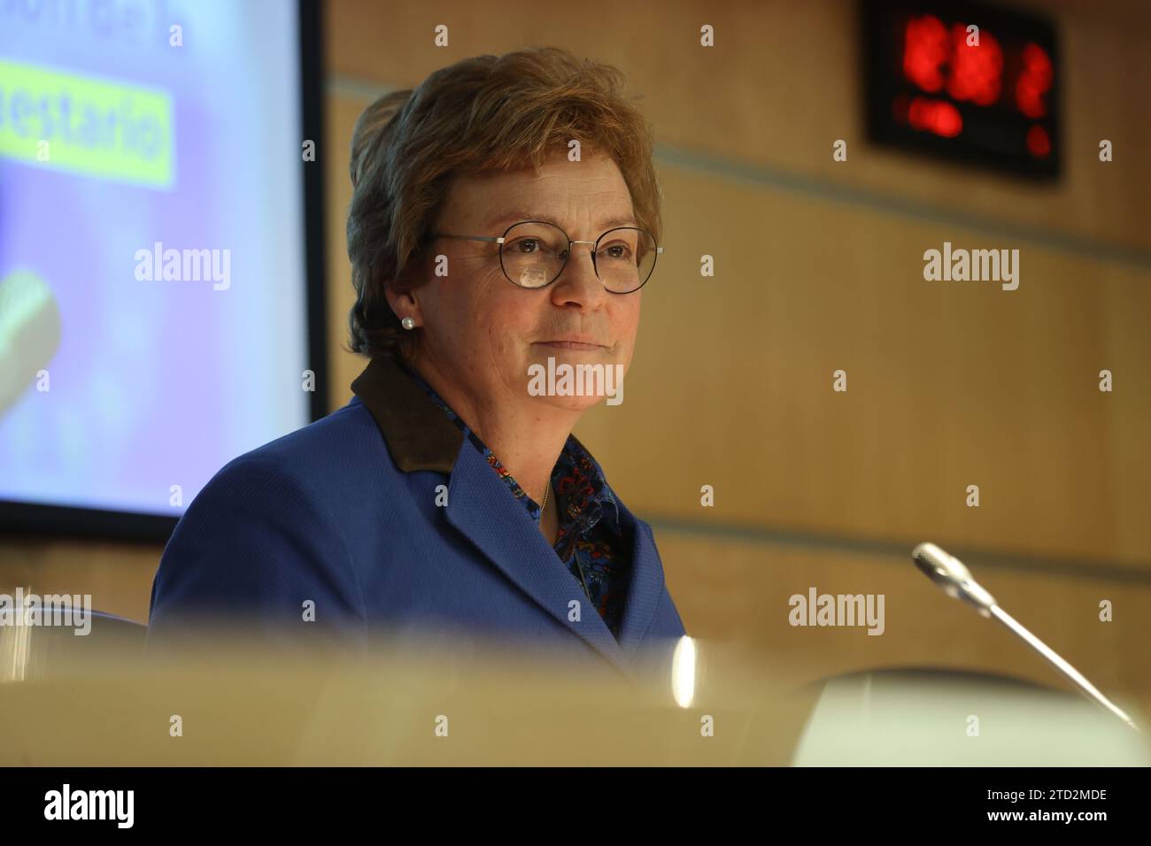 Madrid, 22.02.2023. Pressekonferenz in der Polizeistation des Europäischen Parlaments Monika Hohlmeier, Präsidentin der Kontrollkommission des Europäischen Parlaments. Foto: Jaime García. ARCHDC. Quelle: Album / Archivo ABC / Jaime García Stockfoto