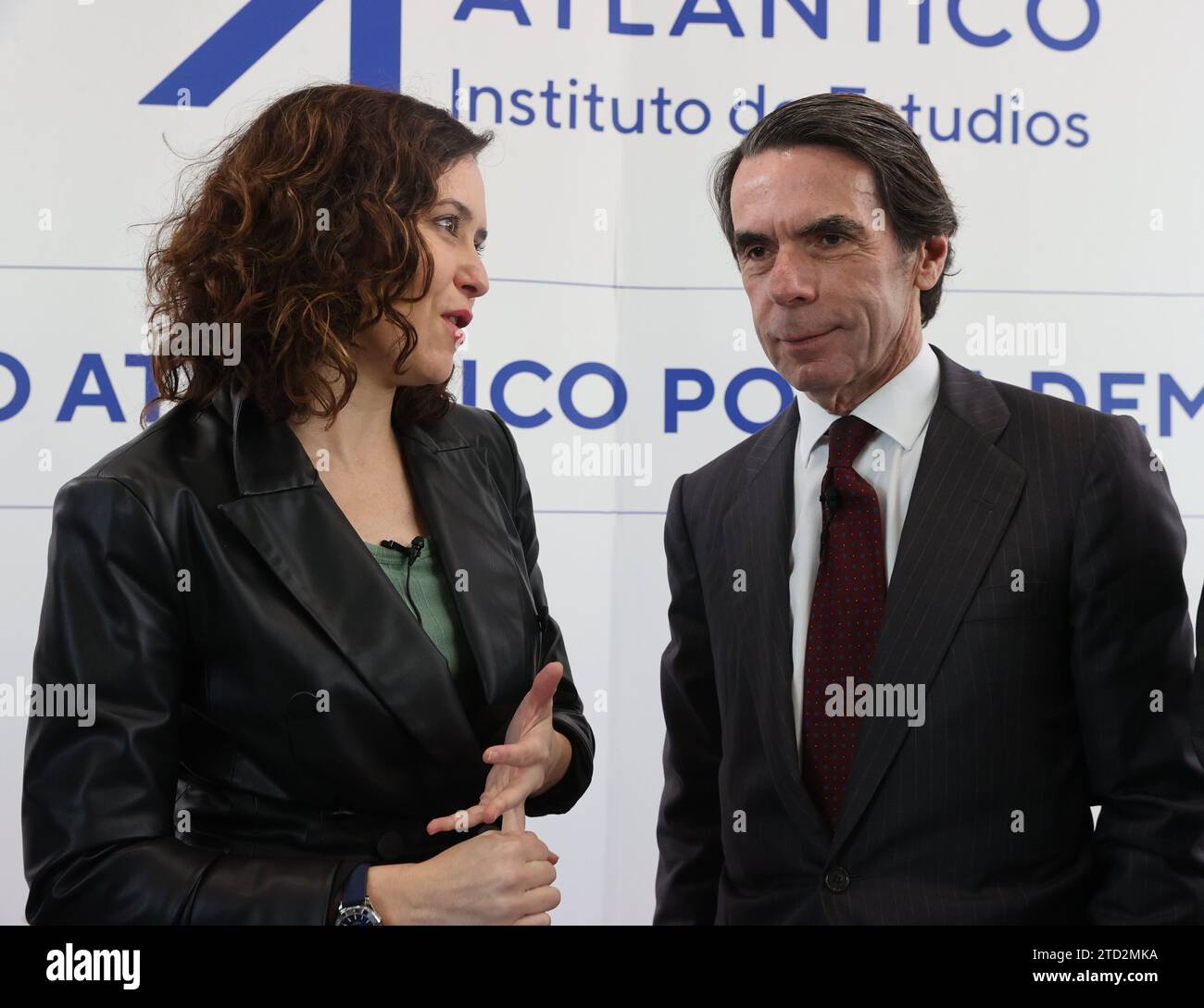 Madrid, 03.02.2023. Gemeinsame Konferenz von José María Aznar und Isabel Díaz Ayuso im Rahmen des I Atlantischen Dialogs für Demokratie. Foto: Jaime García. ARCHDC. Quelle: Album / Archivo ABC / Jaime García Stockfoto