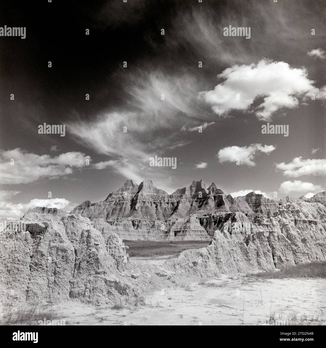 HB47010-00..... SOUTH DAKOTA - Badlands Natonal Park. Hasselblad 500c/m Kamera mit Ilford FP4 Plus Film. Stockfoto