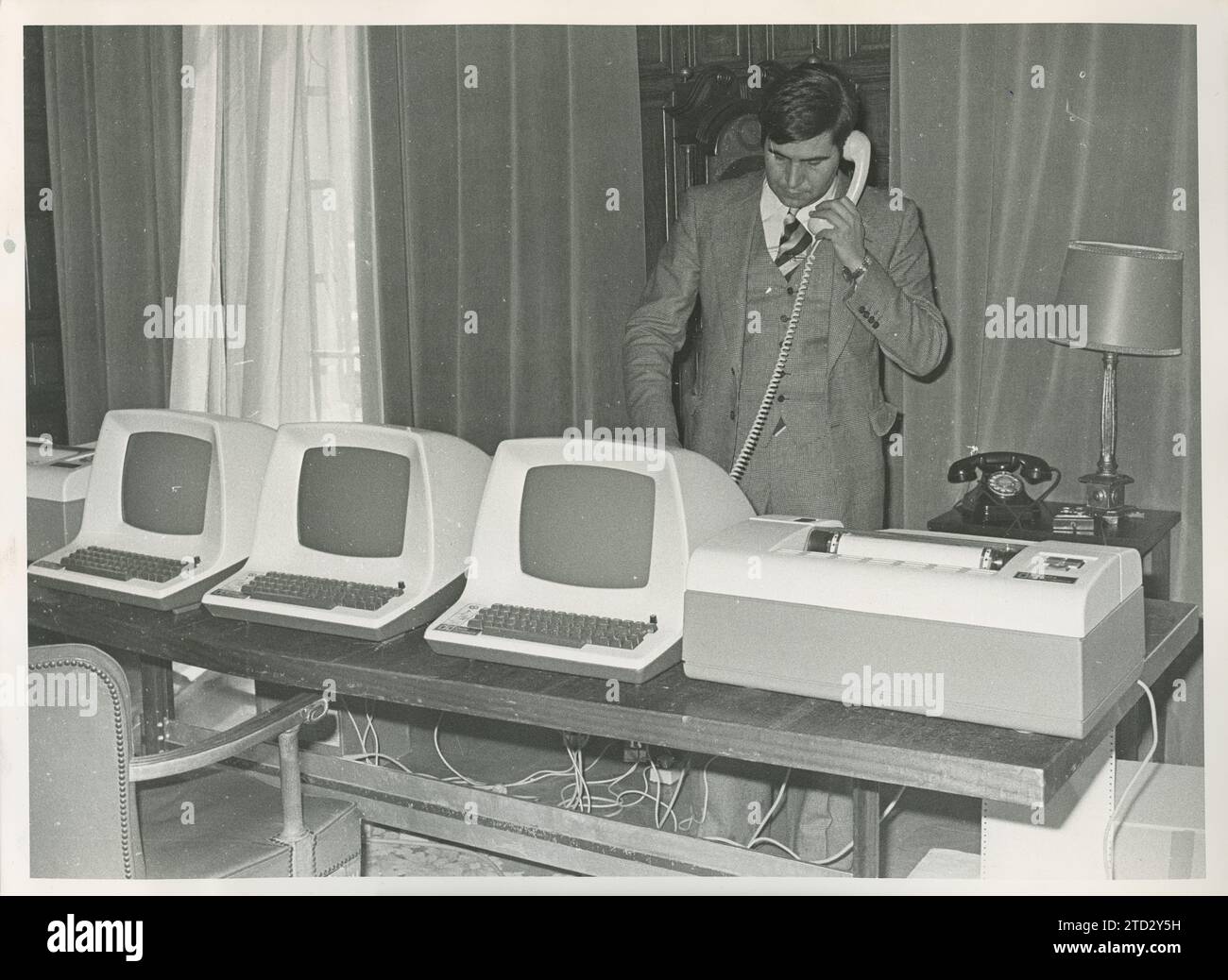 Madrid, 04.02.1979. Saal des Provinzrats für die Presse für die Kommunalwahlen. Quelle: Album / Archivo ABC / Luis Ramírez Stockfoto