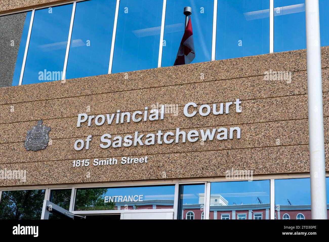 Das Gebäude des Provincial Court of Saskatchewan in 1815 Smith St, Regina, SK, Kanada Stockfoto