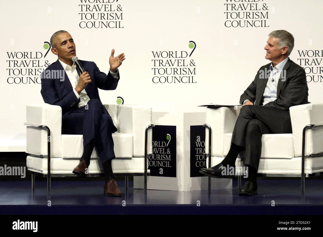 11/04/2014. Sevilla, 04/03/2019. Barack Obamas Intervention bei der WTTC. Foto: Juan Flores Archsev. Quelle: Album / Archivo ABC / Juan Flores Stockfoto