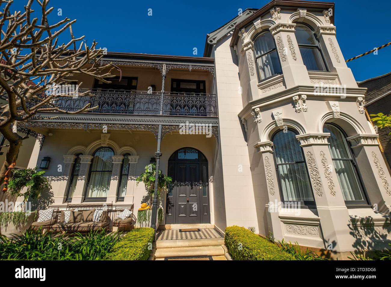 Viktorianische Reihenhäuser in Glebe, Sydney, NSW, Australien. Stockfoto