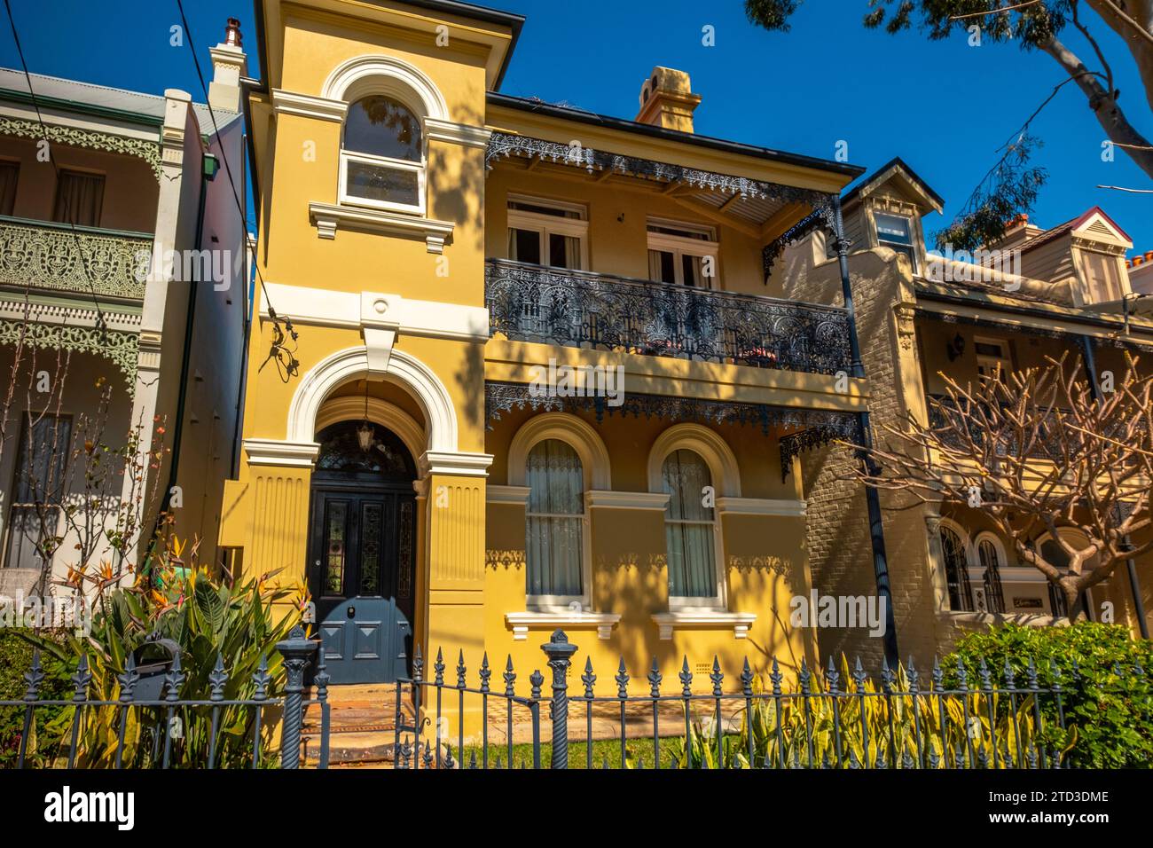 Viktorianische Reihenhäuser in Glebe, Sydney, NSW, Australien. Stockfoto