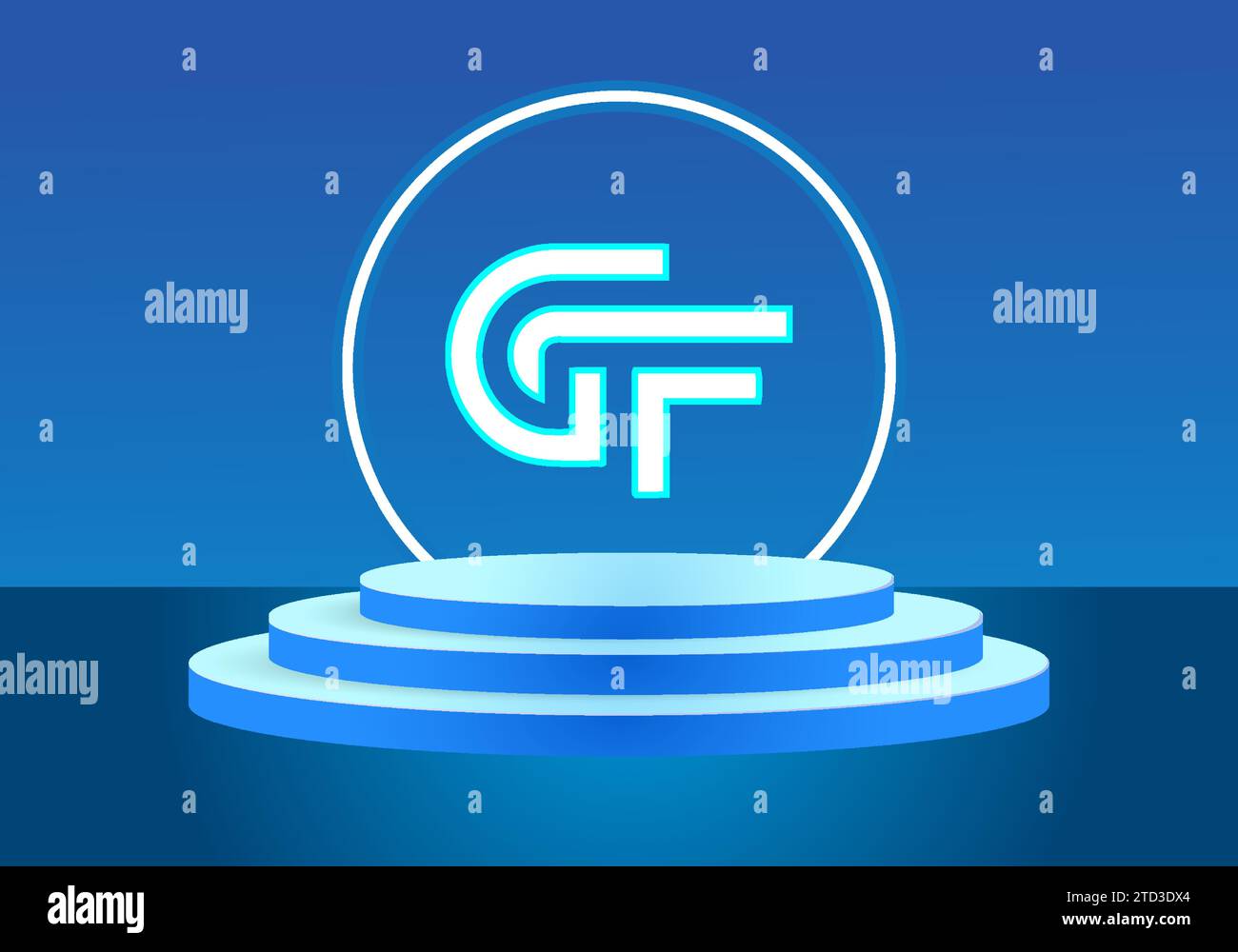Blaues GF-Logo-Zeichen. Vektor-Logo für Unternehmen. Stock Vektor