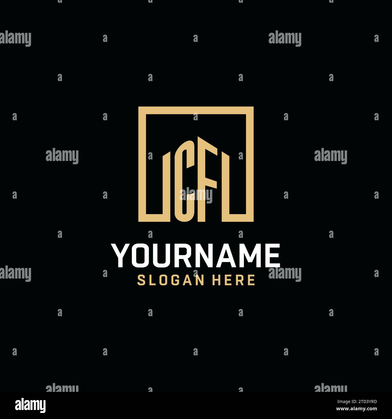 CF Initial Monogramm-Logo-Design mit quadratischem Design Stock Vektor