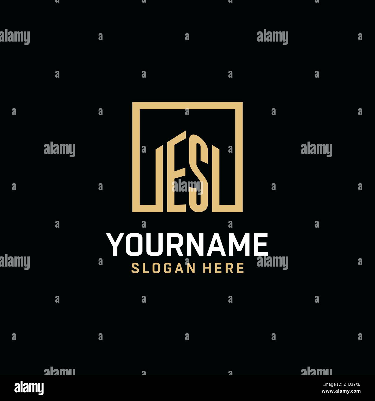 Es Initial Monogramm-Logo-Design mit quadratischem Design Stock Vektor