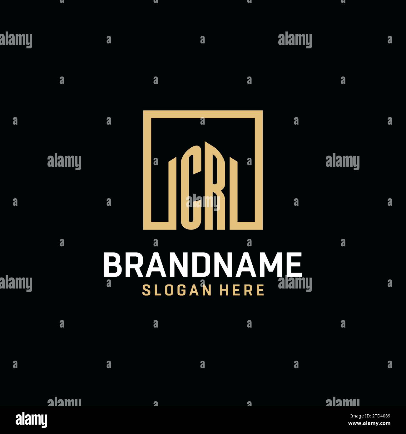 CR-Initial-Monogramm-Logo mit quadratischem Design Stock Vektor