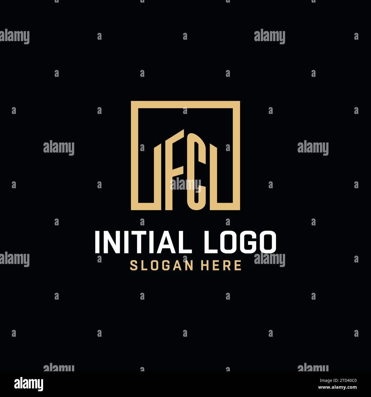 FC Initial Monogramm-Logo-Design mit quadratischem Design Stock Vektor
