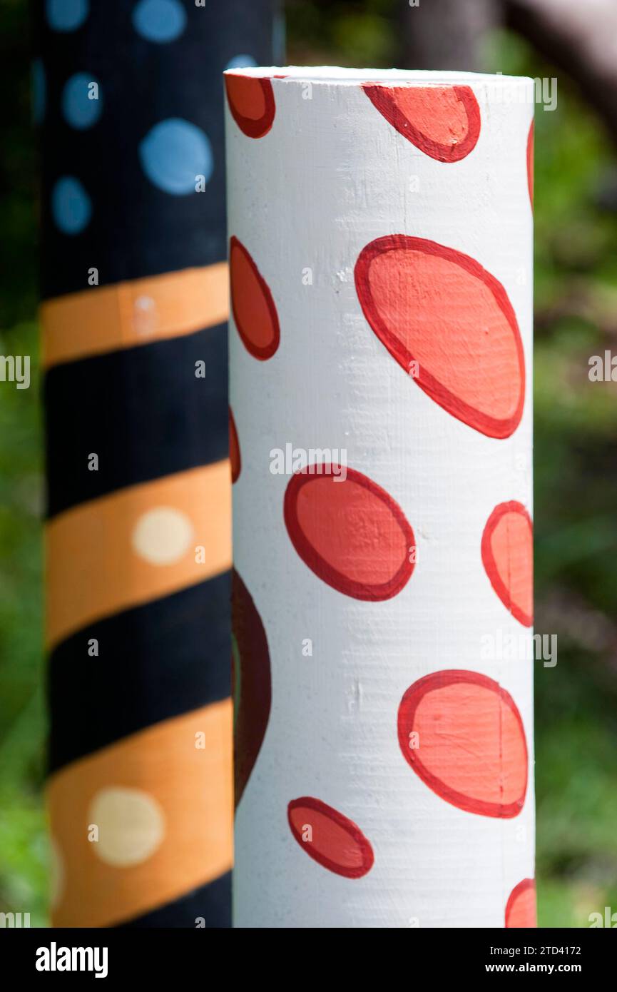 Moderne Aborigine-Kunst, Aborigines, Indien, Malerei, Street Art, Farbe, Bunt, Australien Stockfoto