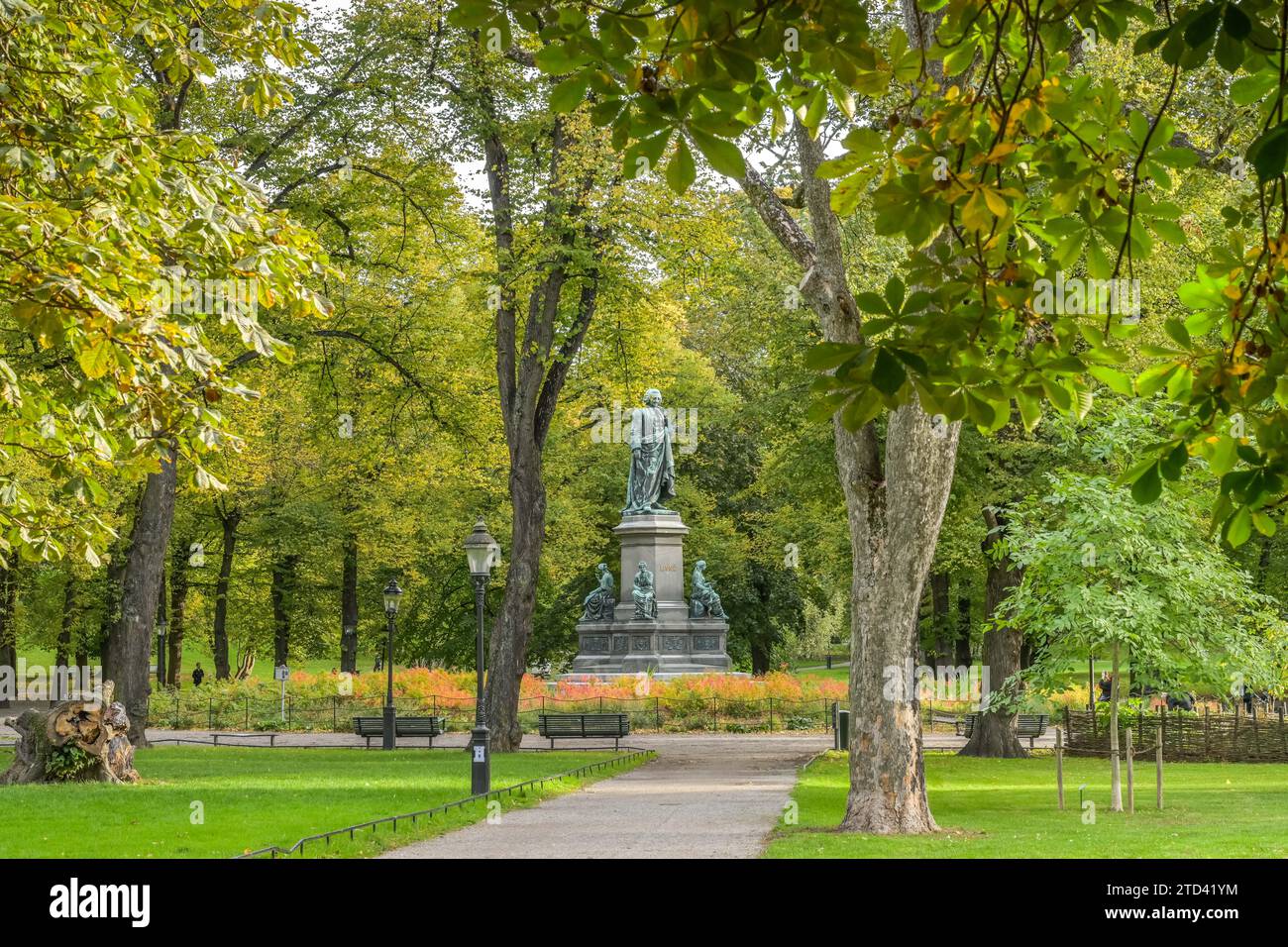 Carl von Linne Denkmal, Humlegarden Königlicher Garten, Karlavaege, Stockholm, Schweden Stockfoto