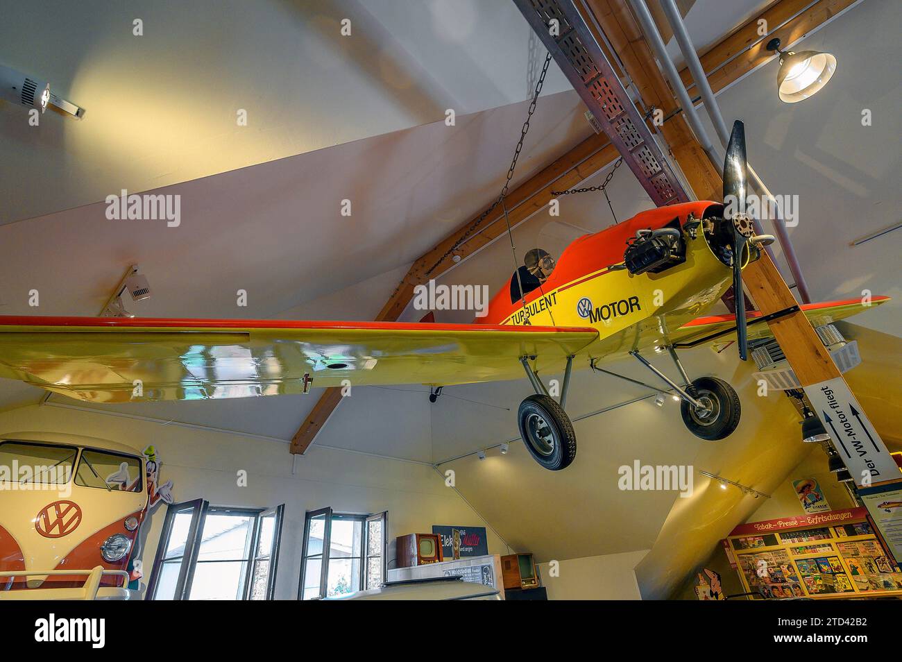 Flugzeug, stark-turbulent, Auto- und Traktormuseum Bodensee, Gebhardsweiler, Gemeinde Uhldingen-Mühlhofen am Bodensee Stockfoto