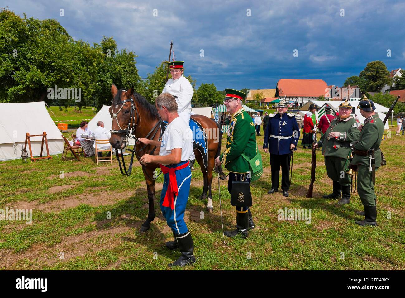 Husaren Biwak in Hoefgen bei Grimma Stockfoto