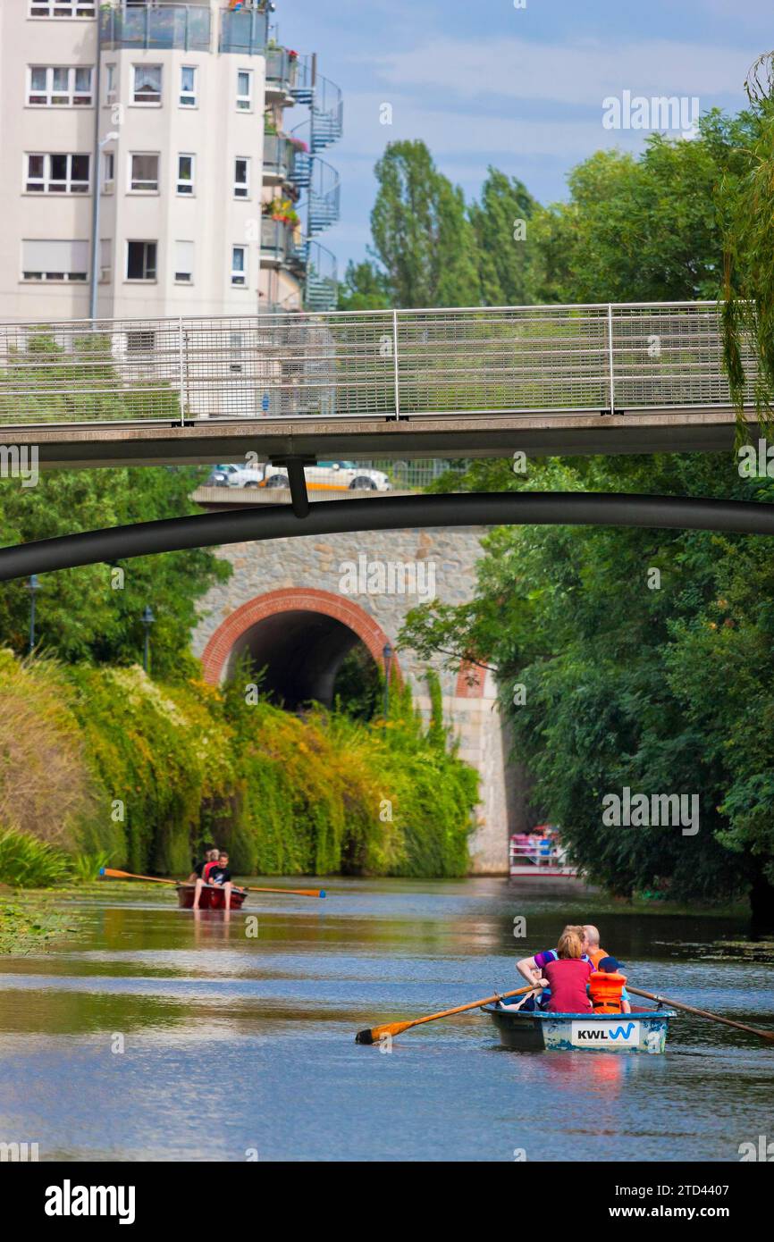 Leipzig, Wasserwandern auf dem Karl-Heine-Kanal Stockfoto