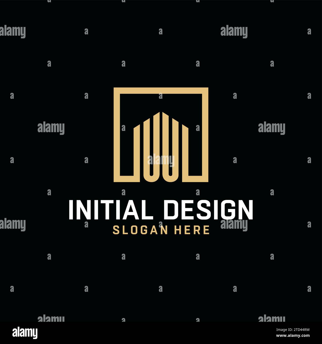 UU Initial Monogramm-Logo-Design mit quadratischem Design Stock Vektor