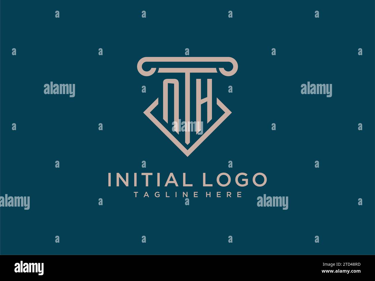 NH Initial mit Säulen-Icon-Design, sauberer und moderner Anwalt, Design-Ideen für Anwaltskanzleien Stock Vektor