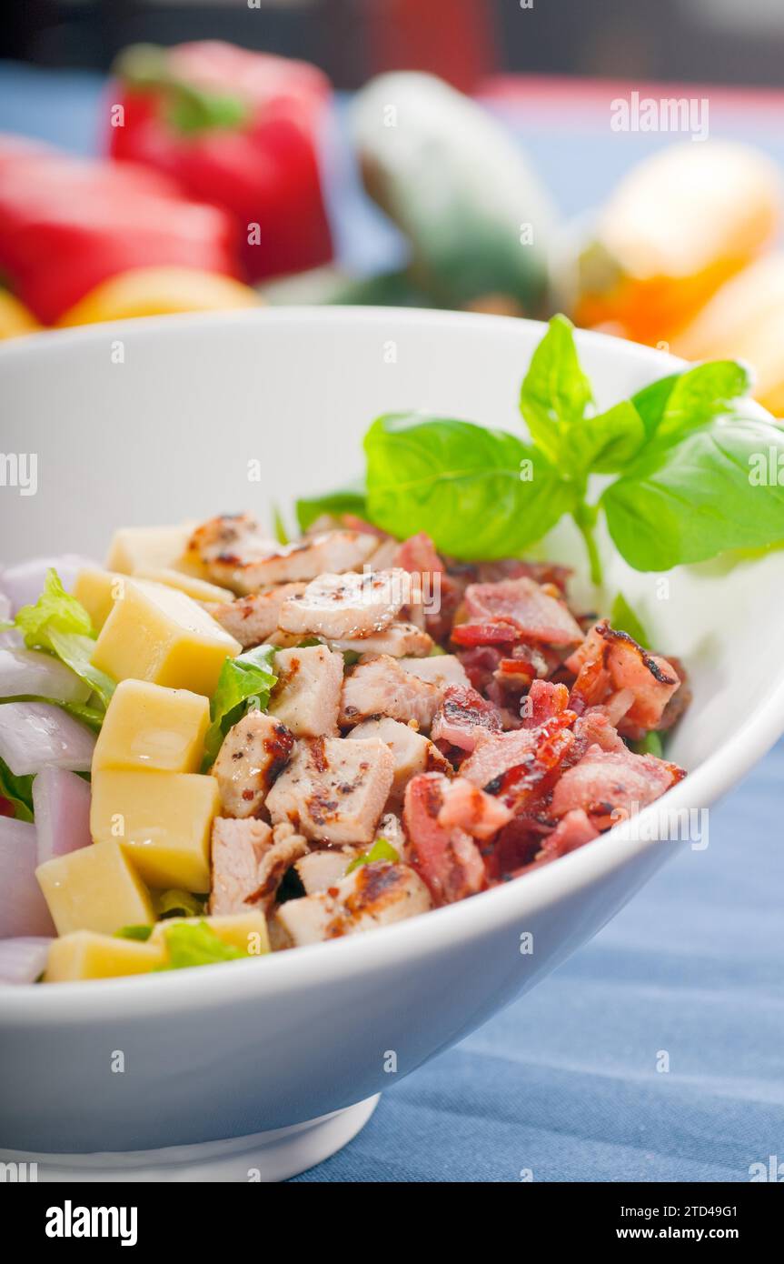 Frischer klassischer caesar-Salat, gesunde Mahlzeit, KÖSTLICHERE SPEISEN IM PORTFOLIO, Lebensmittelfotografie Stockfoto